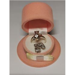 Silver Cubic Zirconia Ring & Pendant Set (~Size 8)(Ring is resizable for $40) (~weight 5.59g), Sugge