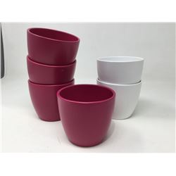 Ceramic Plant Pots-Pink and White (6ct)