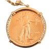 Image 1 : 2003 US 1 Oz. Gold Coin Necklace w/Diamonds