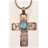 Image 2 : Sterling Turquoise Cross Pendant Necklace