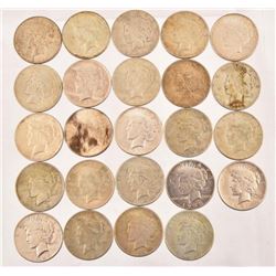 Collection of (24) Peace Silver Dollars