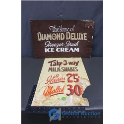 Milkshake and Ice Cream Paper Advertising Signs