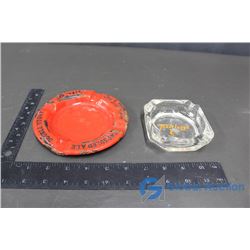 Vintage Metal Old Stock Ale Ashtray and Glass Travelodge Ashtray