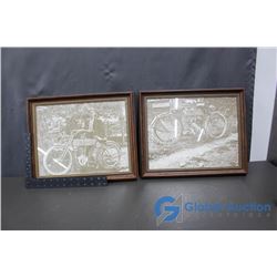 (2) Framed Harley Davidson Motorcycle Pictures