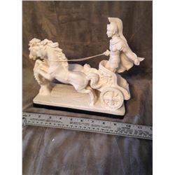 Roman Alabaster Horse & Chariot Sculpture