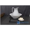 Image 1 : Antique Porcelain Water Pitcher and Soap Dish with Soap