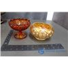 Image 2 : (4) Red/Gold Decorative Glass