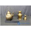 Image 1 : Brass Tea Pot and (2) Pitchers