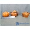 Image 1 : (3) Stoneware Bean Pots - Medalta, Alberta Potteries - Made in Canada - (3) Lids