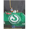 Saskatchewan Rough Rider Flag, Toronto Maple Leafs Baby Set in Box, Muppets Hockey and Beanie Baby