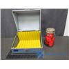 Image 1 : Metal Storage Box and Jar of Military Red Webbing
