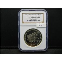 1994 P Woman Veterans Commem Silver Dollar NGC PF69 Ultra Cameo