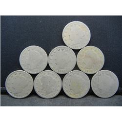 (8) 1892 Liberty Nickels Semi Key Date