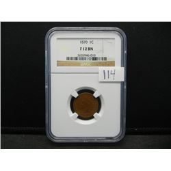 1870 Indian Cent NGC F12 BN Semi Key Date