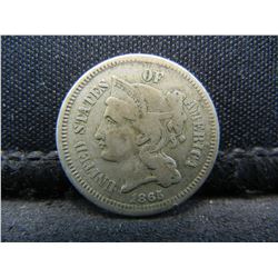 1865 Three Cent Nickel Civil War Date