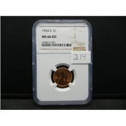 1954 S Lincoln Cent NGC MS66 RED Blazer