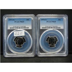 (2) 1971 S Roosevelt Dimes PCGS PR69