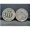 Image 2 : 1877 CC Seated Dime Damaged 1868 Three Cent Nickel