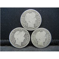 Lot Barber Dimes 1896, 10S, 11D