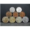 Image 1 : Misc. Lot Blank Planchet, 1946s Gem BU Dime (3) Pre 1964 Nickels 1942P Silver Nickel Indian Cent (2)