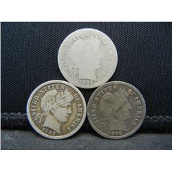 1892,93, 1905 S Barber Dimes