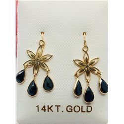 14K Yellow Gold Sapphire(2.9ct) Earrings (~weight 1.7g), Made in Canada, Insurance Value $2100