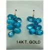 Image 2 : 14K Yellow Gold Blue Topaz(20ct) Earrings, Made in Canada, Suggested Retail Value $800