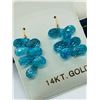 Image 3 : 14K Yellow Gold Blue Topaz(20ct) Earrings, Made in Canada, Suggested Retail Value $800