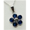Image 1 : 14K White Gold Ceylon Sapphire(2.8ct) Diamond(0.08ct) With 10K Chain Necklace, Suggested Retail Valu