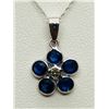 Image 2 : 14K White Gold Ceylon Sapphire(2.8ct) Diamond(0.08ct) With 10K Chain Necklace, Suggested Retail Valu