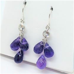 14K White Gold Amethyst(5.2ct) White Sapphire(0.4ct) Earrings (~weight 1.4g), Suggested Retail Value