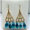Image 1 : 14K Yellow Gold Blue Topaz(8ct) Earrings, Made in Canada, Suggested Retail Value $1000