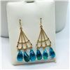 Image 3 : 14K Yellow Gold Blue Topaz(8ct) Earrings, Made in Canada, Suggested Retail Value $1000