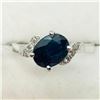 Image 1 : 10K White Gold Sapphire(1.5ct) 6 Diamond(0.06ct) Ring (~Size 6.5)(Ring is resizable for $40) (~weigh
