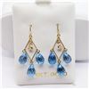 Image 2 : 14K Yellow Gold Blue Topaz(8ct) White Sapphire(0.3ct) Earrings (~weight 2.4g), Made in Canada, Appra