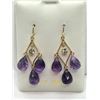 Image 1 : 14K Yellow Gold Amethyst(8.5ct) White Sapphire(0.35ct) Earrings, Made in Canada, Suggested Retail Va