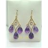 Image 3 : 14K Yellow Gold Amethyst(8.5ct) White Sapphire(0.35ct) Earrings, Made in Canada, Suggested Retail Va