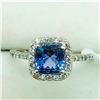 Image 2 : 10K White Gold Tanzanite(1.1ct) 34 Diamond(0.34ct) Ring (~Size 6)(Ring is resizable for $40) (~weigh