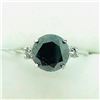 Image 2 : 10K White Gold Black Diamond(2.1ct) Diamond(0.06ct) Ring (~Size 6.5)(Ring is resizable for $40) (~we