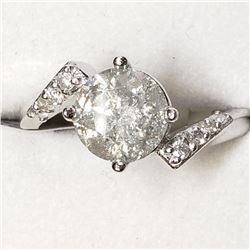 10K White Gold Diamond(1.75ct) Diamond(0.14ct) Ring (~Size 6)(Ring is resizable for $40) (~weight 3.