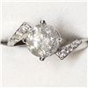 Image 1 : 10K White Gold Diamond(1.75ct) Diamond(0.14ct) Ring (~Size 6)(Ring is resizable for $40) (~weight 3.