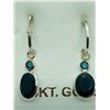 Image 1 : 14K White Gold Sapphire(3.4ct) Blue Diamond(0.19ct) Earrings (~weight 1.4g), Made in Canada, Insuran