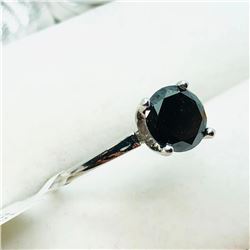 10K White Gold Black Diamond(1.6ct) Ring (~Size 6)(Ring is resizable for $40) (~weight 2g), Made in 