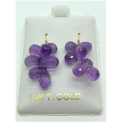 14K Yellow Gold Amethyst(19ct) Earrings, Made in Canada, Suggested Retail Value $900