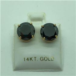 14K Yellow Gold Black Diamond(5ct) Earrings, Made in Canada, Suggested Retail Value $3000