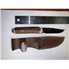 Image 2 : NEW Falcon Stag Handle 4 inch fixed blade Spanish hunting knife with leather sheath