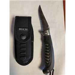 NEW Buck rubber handle utility folder knife with sheath