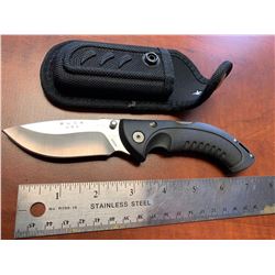 NEW Buck curved blade folding hunting knife with sheath