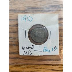 1953 Borneo 10 cent coin