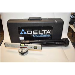 Delta Shopmaster laser level with original case and tri-pod, laser not working at time of cataloguin